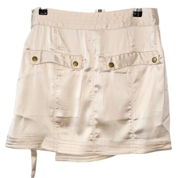 Anthropologie Silky Utility Cargo Mini Skirt Pink Wrap Size 6 NWT - Picture 4 of 9